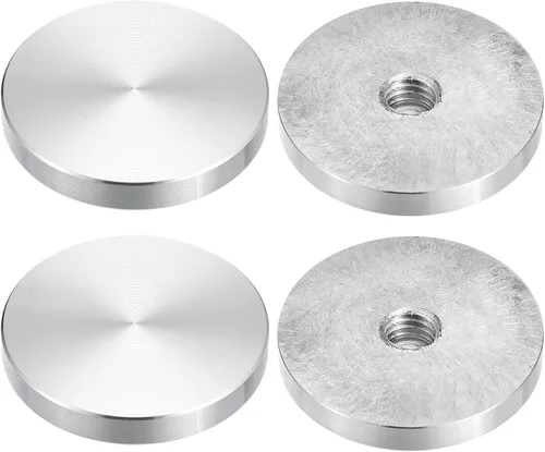 Vista 13 de uxcell M6 Rosca 0.787 in de diámetro de forma redonda de aluminio disco hardware 1pcs, aluminio círculo disco vidrio adaptador superior para mesa
