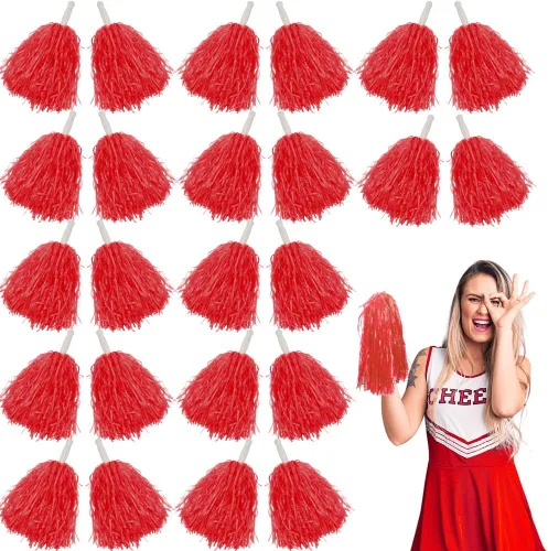 Vista 8 de Lovecheer 24 pompones de plástico de animadora con asa para animadoras deportivas y bailar