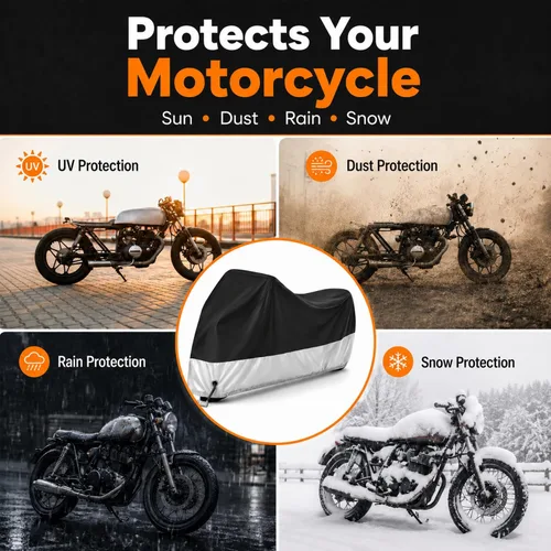 Vista 7 de Cubierta de motocicleta, cubierta de moto para todas las estaciones, universal, impermeable, a prueba de polvo y del sol, protección al aire libre
