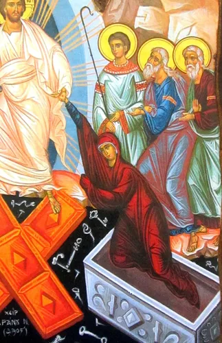 Vista 5 de Icono de madera griego cristiano ortodoxo de madera de la resurrección de Jesucristo / K4