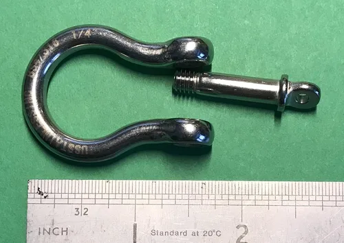 Vista 3 de US Stainless 4 piezas de acero inoxidable 316 forjado arco grillete 1/4" (6mm) grado marino