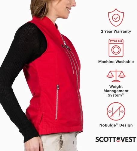 Vista 2 de SCOTTeVEST 101 chaleco de viaje para mujer 9 bolsillos ocultos Anti-Pickpocket