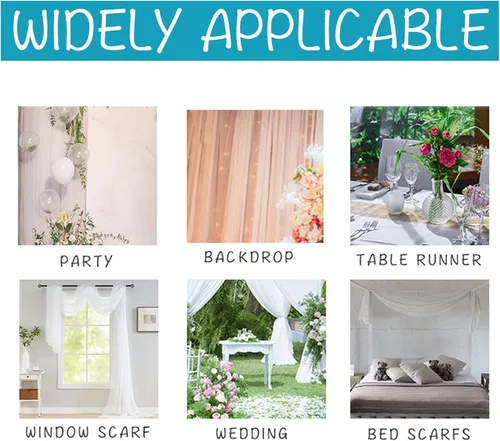 Vista 9 de poefun Cortinas transparentes negras para ventanas, toldo drapeado, cortina de cama, bufanda, camino de mesa de boda, sala de estar, dormitorio