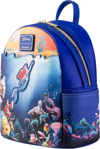 Vista 2 de Loungefly Mochila Disney - La Sirenita - Mochila - Princesas Disney - Bonita bolsa coleccionable - Idea de regalo - Producto oficial - para niños