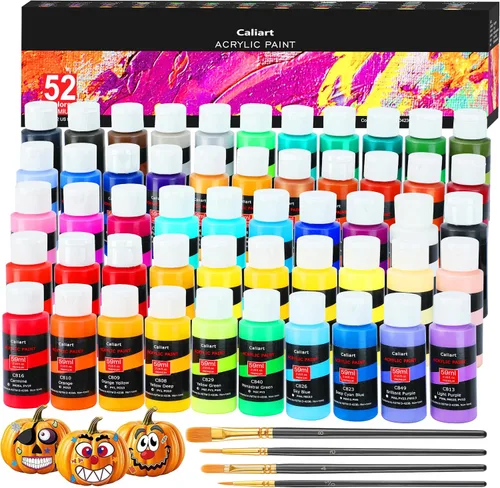 Vista 10 de Caliart - Juego de pintura acrílica iridiscente de 24 colores camaleón con 12 pinceles Craft Painting kit for Adults Artists Beginners, Rich