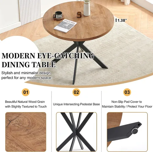 Vista 6 de Homedot Juego de mesa de comedor para 2, mesa de cocina de 3 piezas, juego de sillas de comedor redondas y negras para espacios pequeños, juego