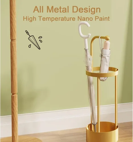 Vista 5 de Umbrella Stand Holder Organizer Entryway Freestanding, for Canes, Walking Sticks Umbrella Racks, Metal Umbrella Holder (Color : Gold)