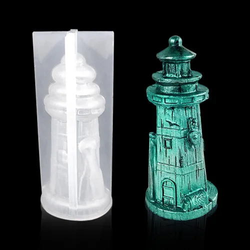 Vista 9 de Molde de resina de faro 3D, molde de silicona para velas de torre, molde de fundición epoxi náutica para bricolaje, pastel, fondant, jabón, playa