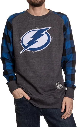 Vista 8 de Calhoun NHL Surf & Skate Buffalo Plaid Raglan con parche cosido deshilachado para hombre