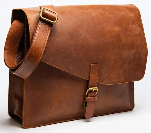 Vista 9 de HIDES Bolso bandolera de cuero de grano completo para computadora portátil, bandolera de viaje