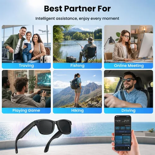 Vista 6 de Gafas inteligentes AI con cámara de 13MP para fotos y videos 4K, 3 lentes