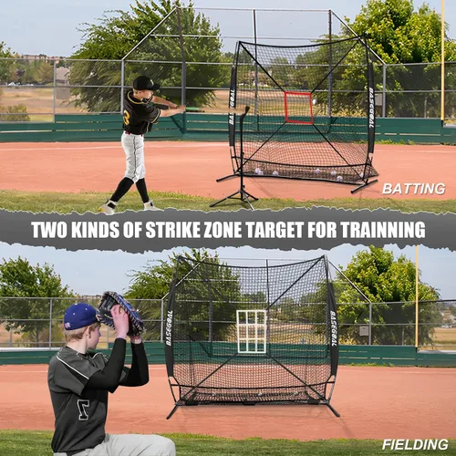 Vista 6 de BaseGoal 6'×6' Baseball Softball Practice Net,Baseball Backstop,for Hitting Pitching Batting Catching with Bow Frame,Bonus Strike Zone,Target