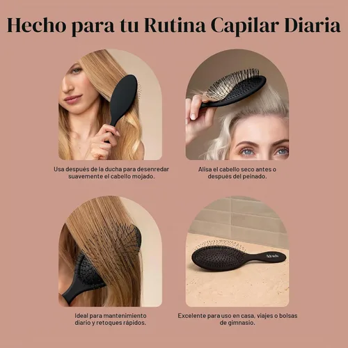 Vista 6 de Kitsch Cepillo desenredante para cabello húmedo y seco, cepillo flexible para mujeres, hombres y niños, cepillo desenredante para cabello rizado