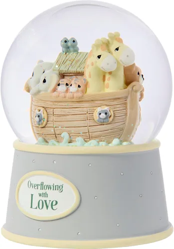 Vista 2 de Precious Moments Globo de nieve de resina musical con diseño de arca de Noé con amor