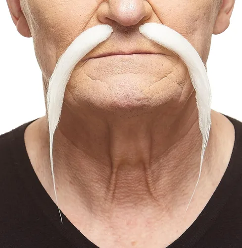 Vista 47 de Mustaches Self-Adhesive Fake Mustache, Synthetic Fur Costume Accessory Set Arqueólogo gris con blanco