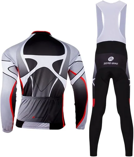 Vista 2 de ZEROBIKE Hombre al aire libre transpirable deportes manga larga ciclismo Jersey y 3D acolchado tirantes medias babero pantalones conjunto