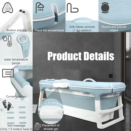 Vista 5 de Bañera plegable para adultos, bañera portátil con cubierta, para spa