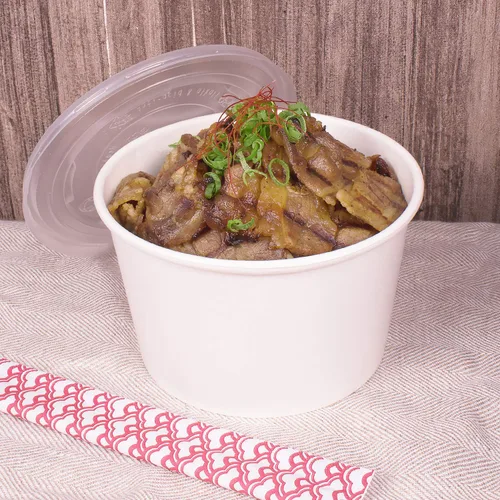Vista 6 de Karat Tazones de sopa de papel para alimentos calientes y fríos, ideales para sopa, fideos, pasta y aperitivos, color blanco (C-KDP28W)