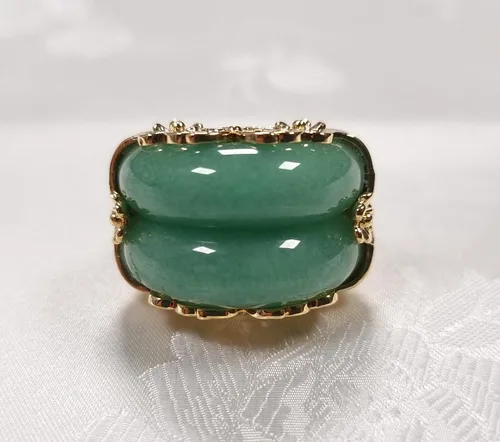 Vista 6 de Hanbok Anillo Jade Corea Accesorio Tradicional Mujer Junior Natural Verde Claro Tamaño Ajustable R002 Oro, Jade