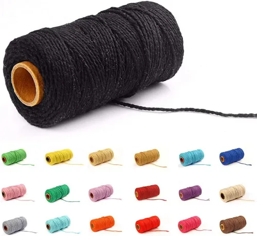 Vista 24 de Cordón de macramé de algodón 2 mm x 109 yardas, cuerda de algodón colorida para manualidades DIY, ganchos de plantas (Beige)