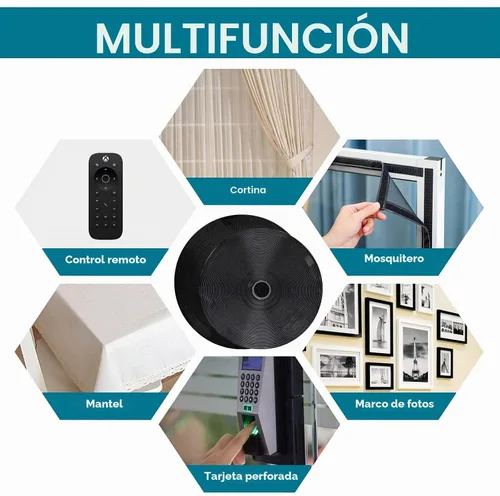 Vista 6 de Cinta de Velcro Autoadhesiva Negra de 0.75 Pulgadas x 82 Pies con Respaldo Adhesivo, Rollo de Sujeción, Tiras Autoadhesivas de Nailon de Servicio