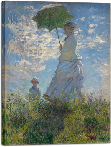 Vista 10 de Wieco Art Mujer con un parasol Madame Monet y su hijo Impresiones en lienzo Arte de pared de Claude Monet famosas pinturas al óleo clásicas