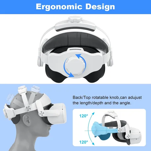 Vista 3 de Head Strap for Oculus Quest 2 Whith VR Sweat Band(3pcs), Replacement Adjustable Strap for Quest 2 Elite Straps, Enhanced Support & Gaming Immersion
