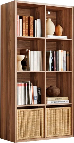 Vista 9 de IRONCK Organizador de almacenamiento de 8 cubos, estantería vertical reversible, color negro
