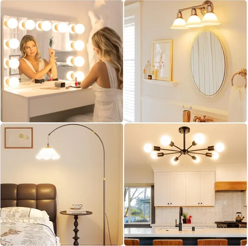 Vista 7 de Brightever Bombillas LED G25 equivalentes a 60 W, bombillas LED de globo blanco cálido de 2700 K con base E26 para baño, bombilla redonda de 5 W