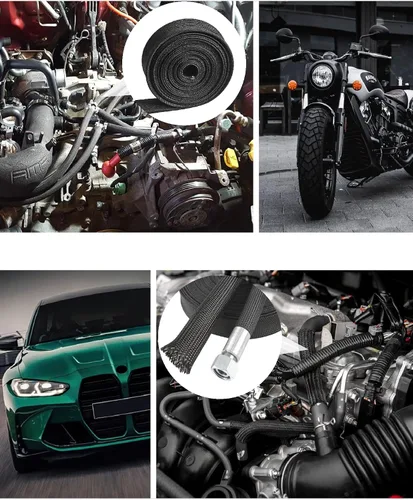 Vista 6 de Protector Térmico de Alambre Automotriz Funda Protectora Térmica Protector Térmico para Línea de Combustible Cubierta Protectora de Manguera Auto