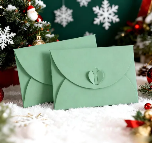 Vista 5 de ABSOFINE 25 piezas de sobres mini con cierre de corazón de 4.1x2.8 pulgadas, sobres bonitos de papel kraft para tarjetas de regalo, sobres pequeños