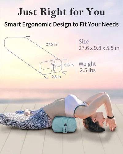 Vista 2 de Tumaz Yoga Bolster Set, Rectangular Yoga Bolster with Washable Cover Soft bolster for restorative yoga, meditation and stretching. Includes 8-ft
