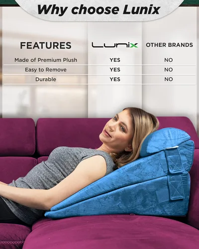 Vista 3 de Lunix Funda de repuesto para LX8 Juego de almohada de cuña de 2 capas, espuma no incluida, color azul