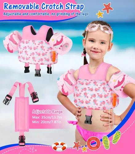 Vista 4 de MoKo Flotadores de Brazo para Natación 15-30 lbs, Chaleco de Natación para Niños Pequeños con Dibujos Animados, Alas de Agua para Natación