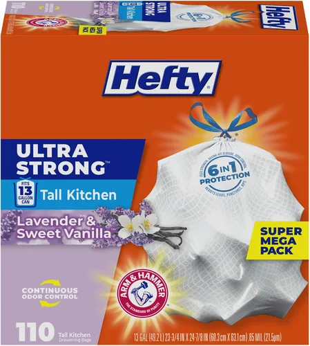 Vista 16 de Hefty - Bolsas de basura para cocina, altas, ultrarresistentes, aroma a cítricos, de 13 galones, 40