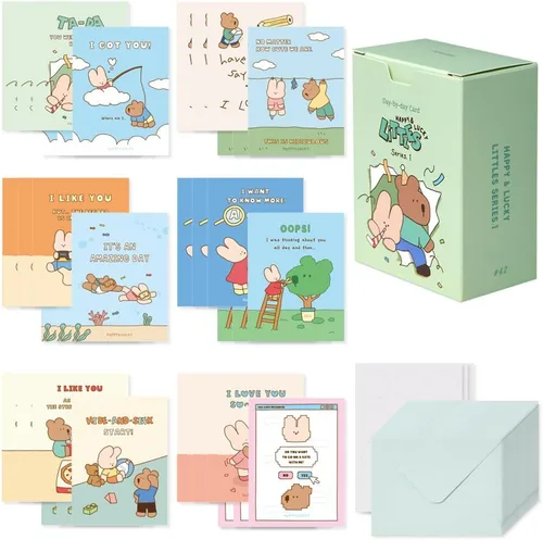 Vista 11 de Monolike Tarjeta Día a Día, 101 Seúl Doce Meses - Mezcla de 48 Mini Tarjetas Individuales, 24 sobres Paquete