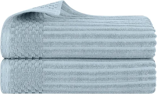 Vista 59 de Superior Juego de 6 toallas de algodón sólido y acanalado, toallas de cara de 13 x 13 pulgadas, toallas de mano de 16 x 28 pulgadas, toallas de baño