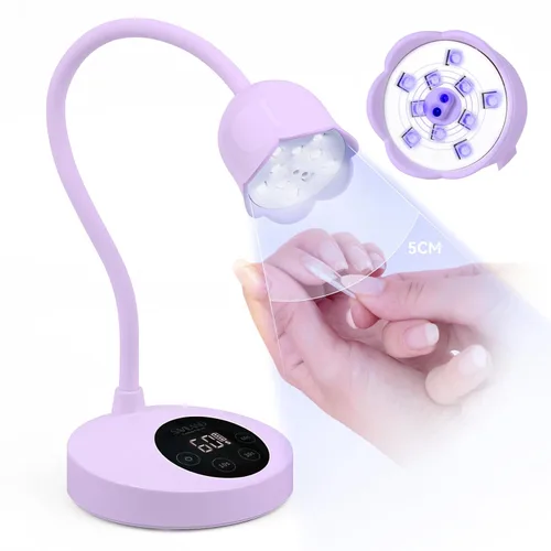 Vista 9 de SAVILAND Lámpara UV de cuello de ganso para uñas de gel: interruptor táctil de 12W, lámpara de uñas UV secado rápido 5S, lámpara LED de curado