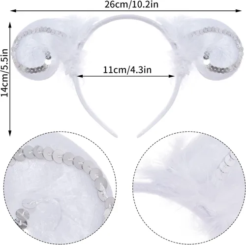 Vista 2 de Jmkcoz Disfraz de animal para niños, diadema de orejas de oveja blanca, lazo y cola, accesorios de tutú para Halloween, fiesta de cosplay