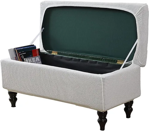 Vista 6 de Fundas otomanas rectangulares, fundas elásticas para reposapiés, funda de banco de almacenamiento, protector de muebles para reposapiés para sala