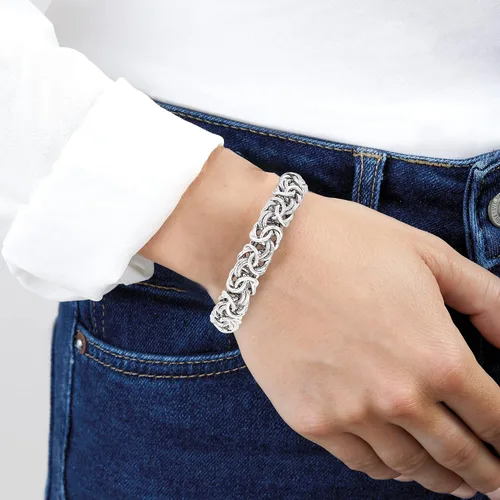 Vista 6 de Ross-Simons Italian Sterling Silver Textured and Polished Byzantine Bracelet