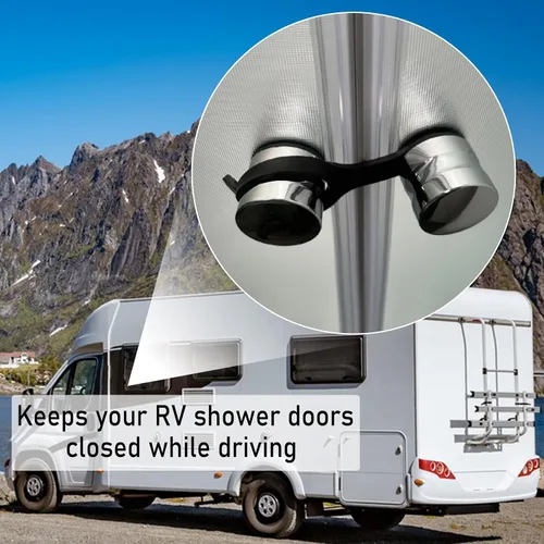 Vista 4 de Ansoufien Correa de Pestillo de Viaje para Puerta de Ducha de RV 3PCS, Pestillo de Puerta de Baño de RV Camper de Silicona Negra, Ajuste Universal