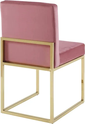 Vista 5 de Modway EEI-3806-GLD-DUS Carriage Channel - Silla de comedor de terciopelo con base copetuda, color rosa polvoriento dorado