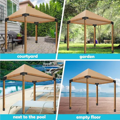 Vista 2 de Kit de soportes para pérgola 4 x 4 – Soporte de esquina de ángulo recto de 3 vías, kit de base de soportes de madera para pérgola de bricolaje, kits