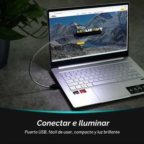 Vista 2 de Luz LED USB Daffodil ULT05 – 8 lámpara LED de lectura super luminosa – No Necesita baterías – Compatible con PC & Mac (Negro)