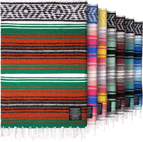 Vista 18 de Hydration Nation Auténtica manta mexicana extra grande (70 x 50 pulgadas), yoga tejida a mano, serape, falsa artesanal, playa, campamento, picnic