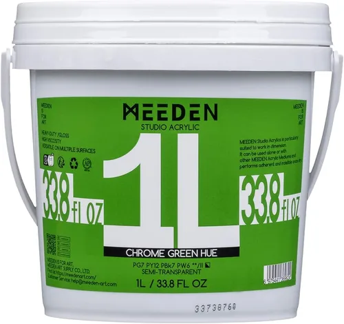 Vista 11 de MEEDEN Juego de pintura acrílica: 1L/33.8 oz x 12 colores pinturas acrílicas grandes a granel - Pinturas artísticas brillantes de cuerpo pesado