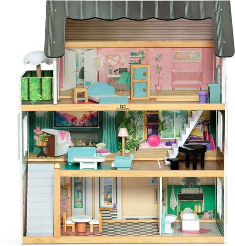 Vista 15 de Delta Children Casa de Muñecas South Beach - Casa de Muñecas de 3 Pisos con 4 Habitaciones - Incluye 16 Accesorios - Para Muñecas de 5 Pulgadas