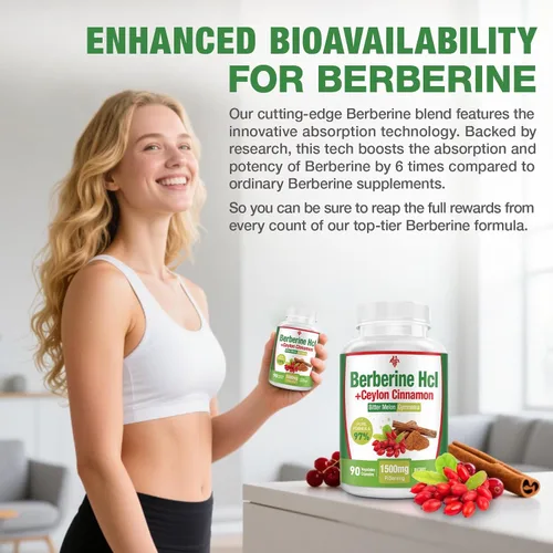 Vista 6 de Suplemento de berberina de 1500 mg – Berberina HCl de primera calidad 97% pureza más canela de Ceilán pura, berberina de alta potencia para hombres