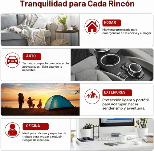 Vista 7 de Extintor de Incendios para el Hogar - Paquete de 2 Extintores de Incendios para Automóvil con Soporte de Pared, Extintor de Incendios Pequeño A B C
